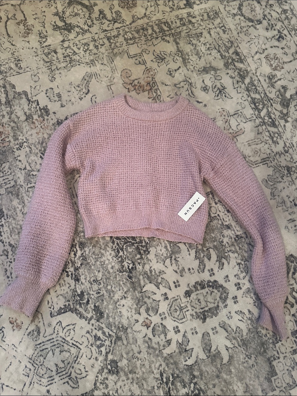 PacSun Lavender Pink Cropped Crewneck Sweater